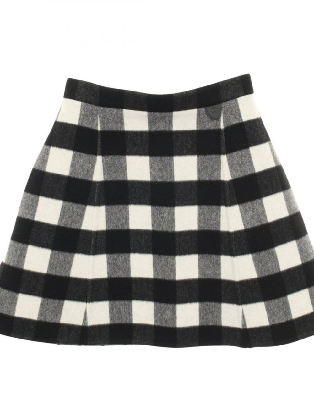 Louis Vuitton Skirt Checkered Black White Wool Cashmere